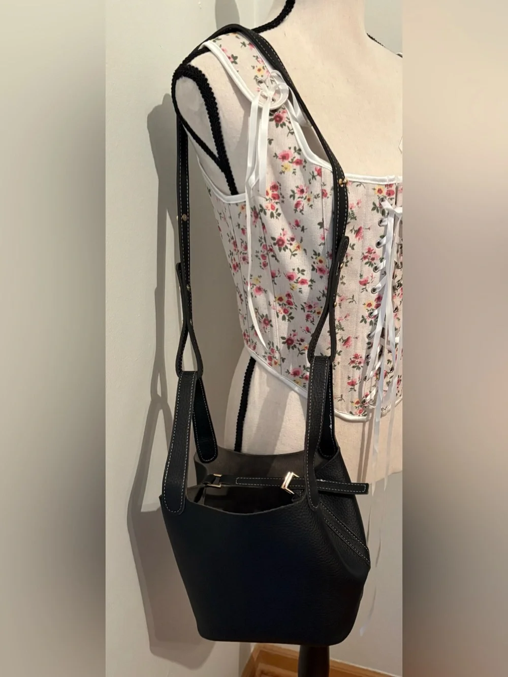 Black Casual Shoulder/Handbag Removable Straps w/ Inner Zip Bag Classic Style - Picture 5 of 6